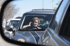Distracted driver on cell phone