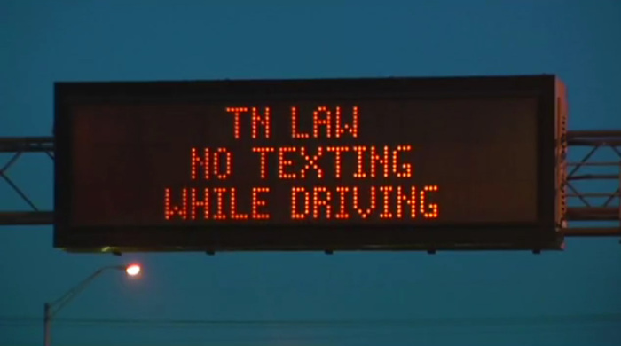 Stop Texting And Driving Interstate Sign